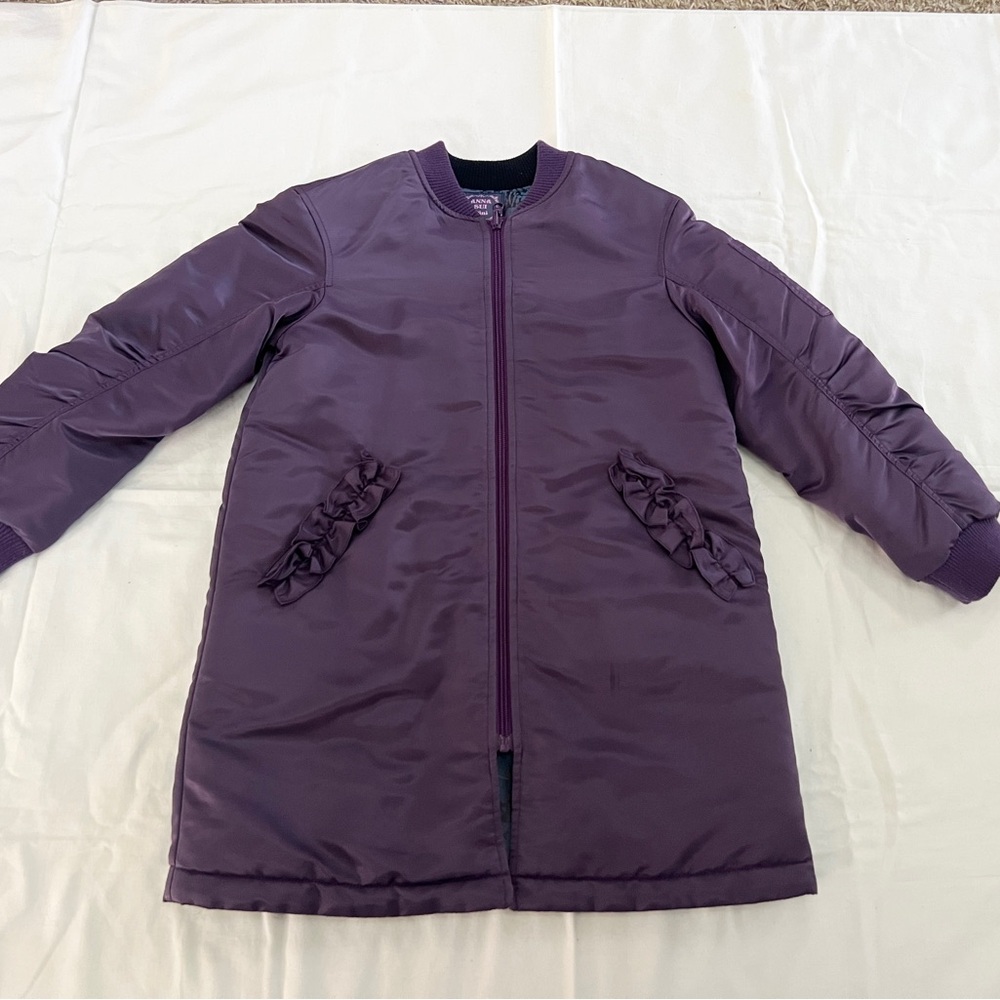 Anna Sui Kids reversible Long Purple Bomber Jacket